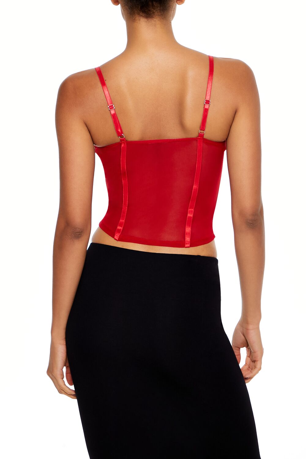 Satin-Trim Sheer Mesh Cami - Image 5