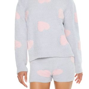 Heart Print Pajama Sweater