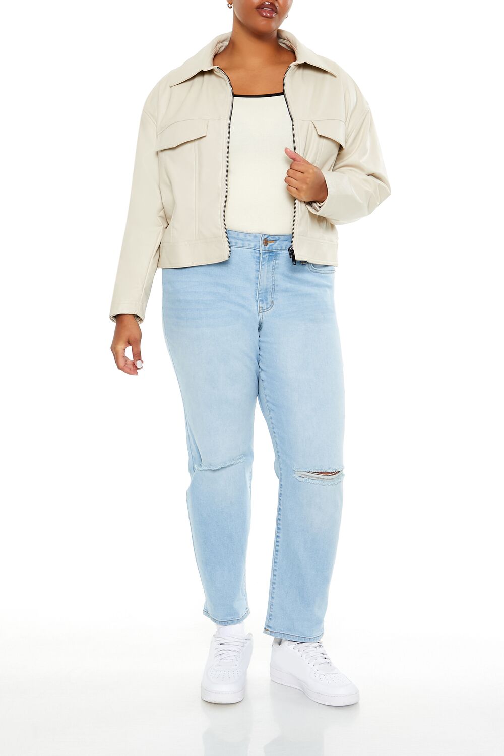 Plus Size Faux Leather Jacket - Image 2