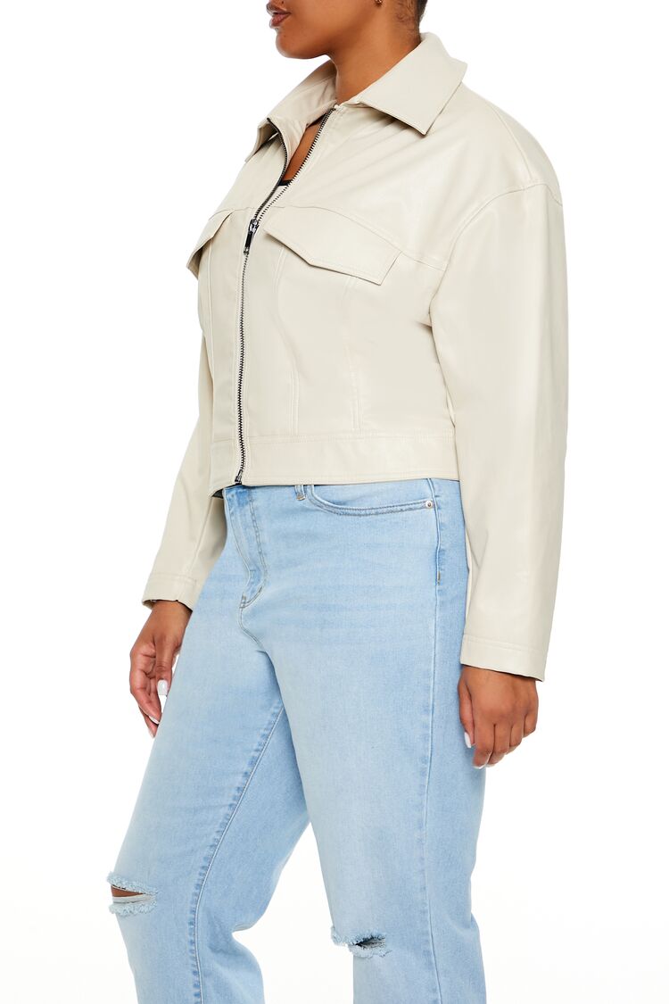 Plus Size Faux Leather Jacket - Image 4