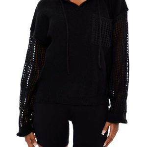 Open-Knit Netted Hoodie