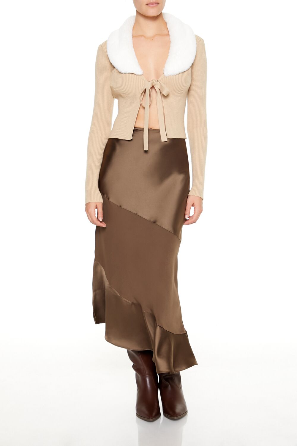 Faux Fur-Trim Cardigan Sweater - Image 2