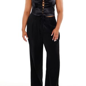 Plus Size Wide-Leg Trouser Pants
