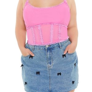 Plus Size Mesh Ruffle-Trim Cami