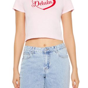 Delulu Sweater-Knit Crop Top