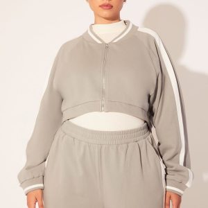 Plus Size Active Striped Jacket