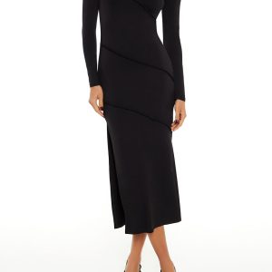 Asymmetrical Slit Midi Dress