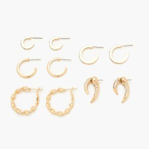 Rhinestone Hoop Earring Set