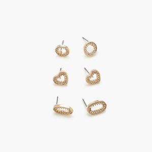 Cutout Heart Stud Earring Set