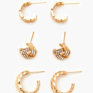 Twisted Stud & Hoop Earring Set