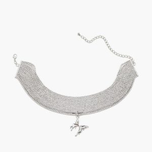 Rhinestone Butterfly Choker Necklace