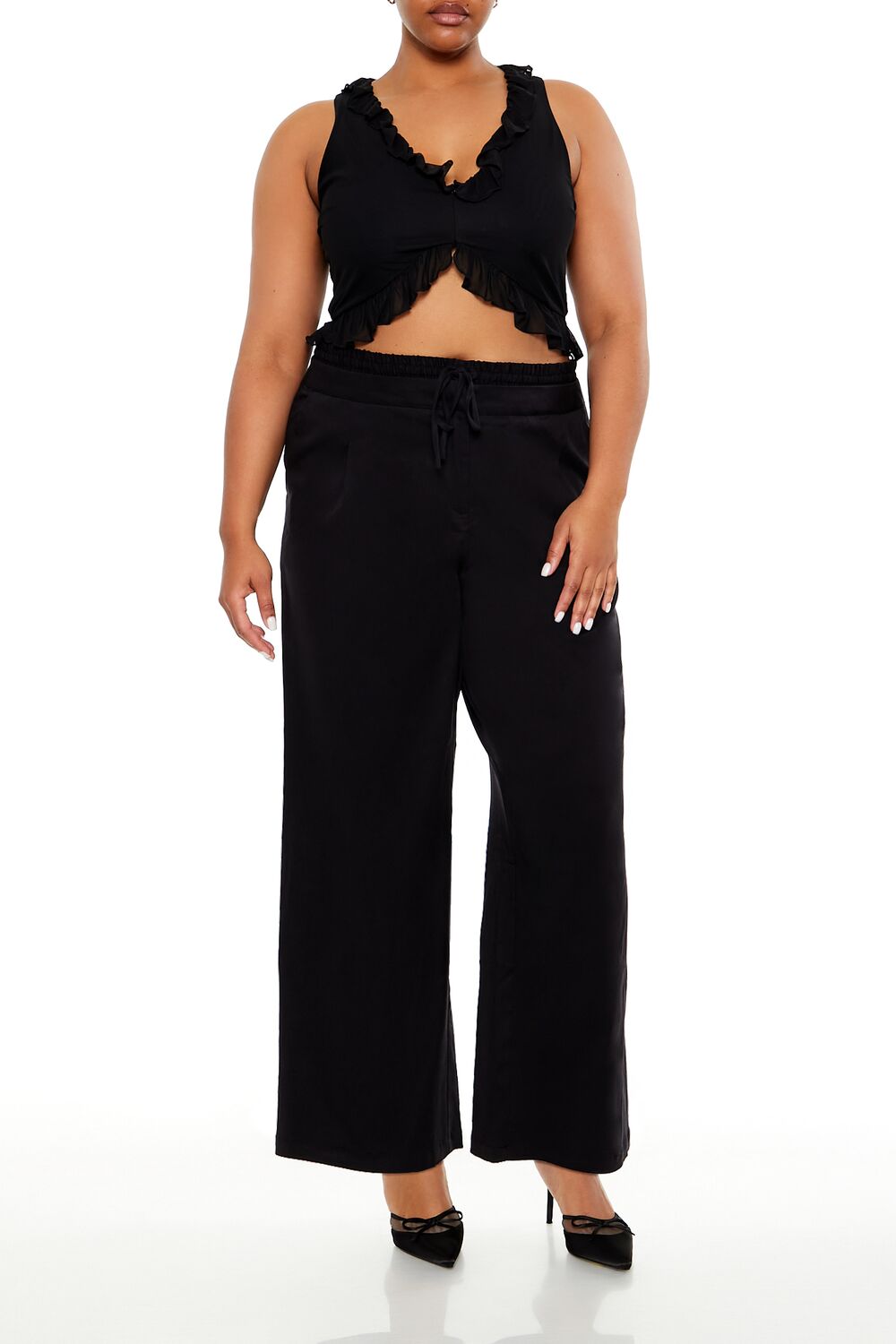 Plus Size Drawstring Straight Pants