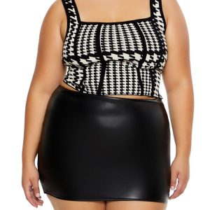 Plus Size Sweater-Knit Houndstooth Tank Top
