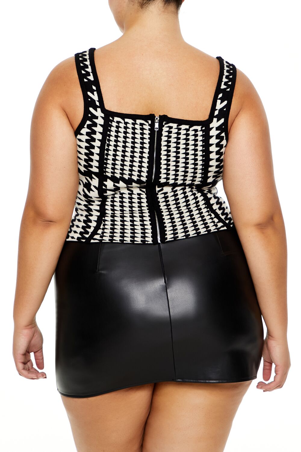 Plus Size Sweater-Knit Houndstooth Tank Top - Image 5