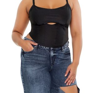 Plus Size Cutout Zip-Up Cami