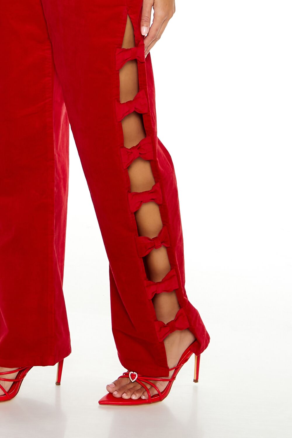 Bow Velvet Cutout Pants - Image 5