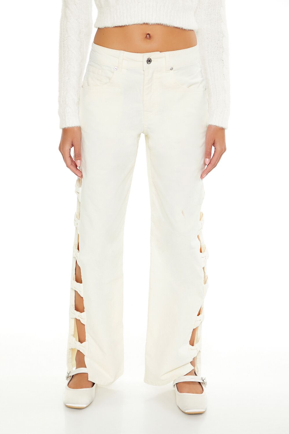 Bow Velvet Cutout Pants - Image 7