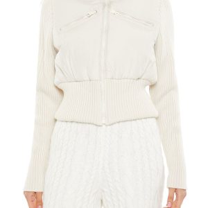 Ribbed Funnel Neck Jacket