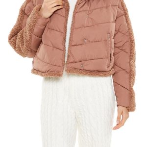 Faux Shearling-Trim Puffer Jacket
