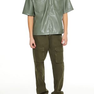 Mid-Rise Drawstring Cargo Pants