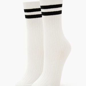 Ribbed Varsity-Striped Crew Socks