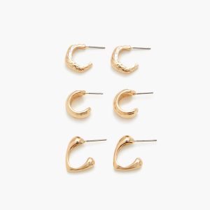 Hammered Geo Hoop Earring Set