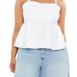 Plus Size Seersucker Flounce Top