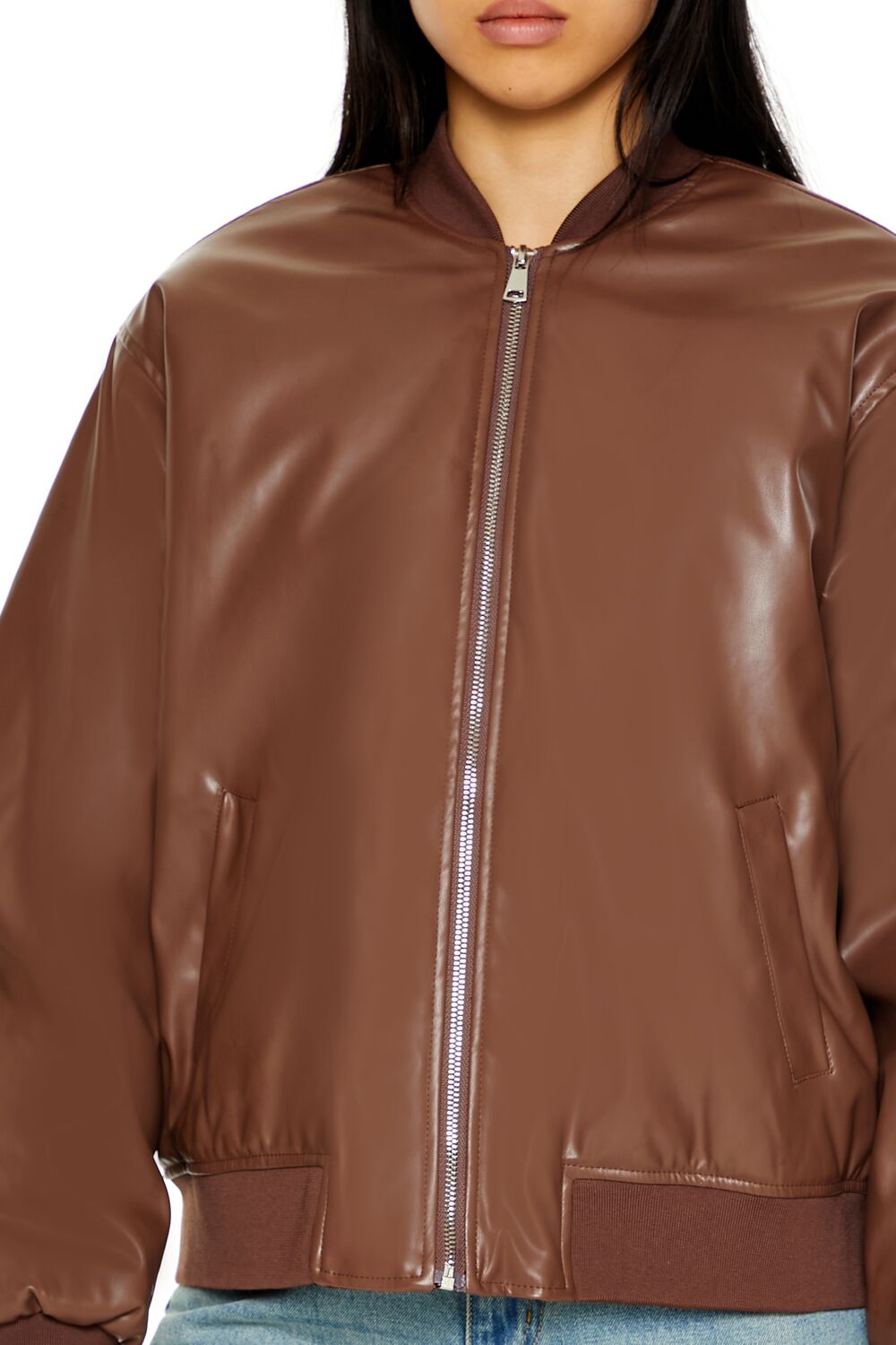Faux Leather Utility Bomber Jacket - Image 9