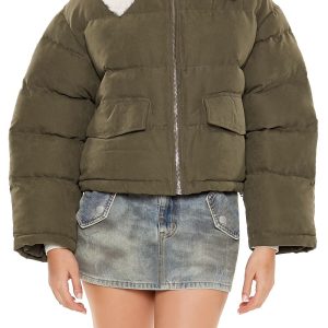 Faux Leather Puffer Jacket