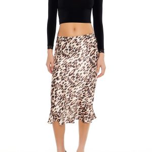 Leopard Print Slip Midi Skirt
