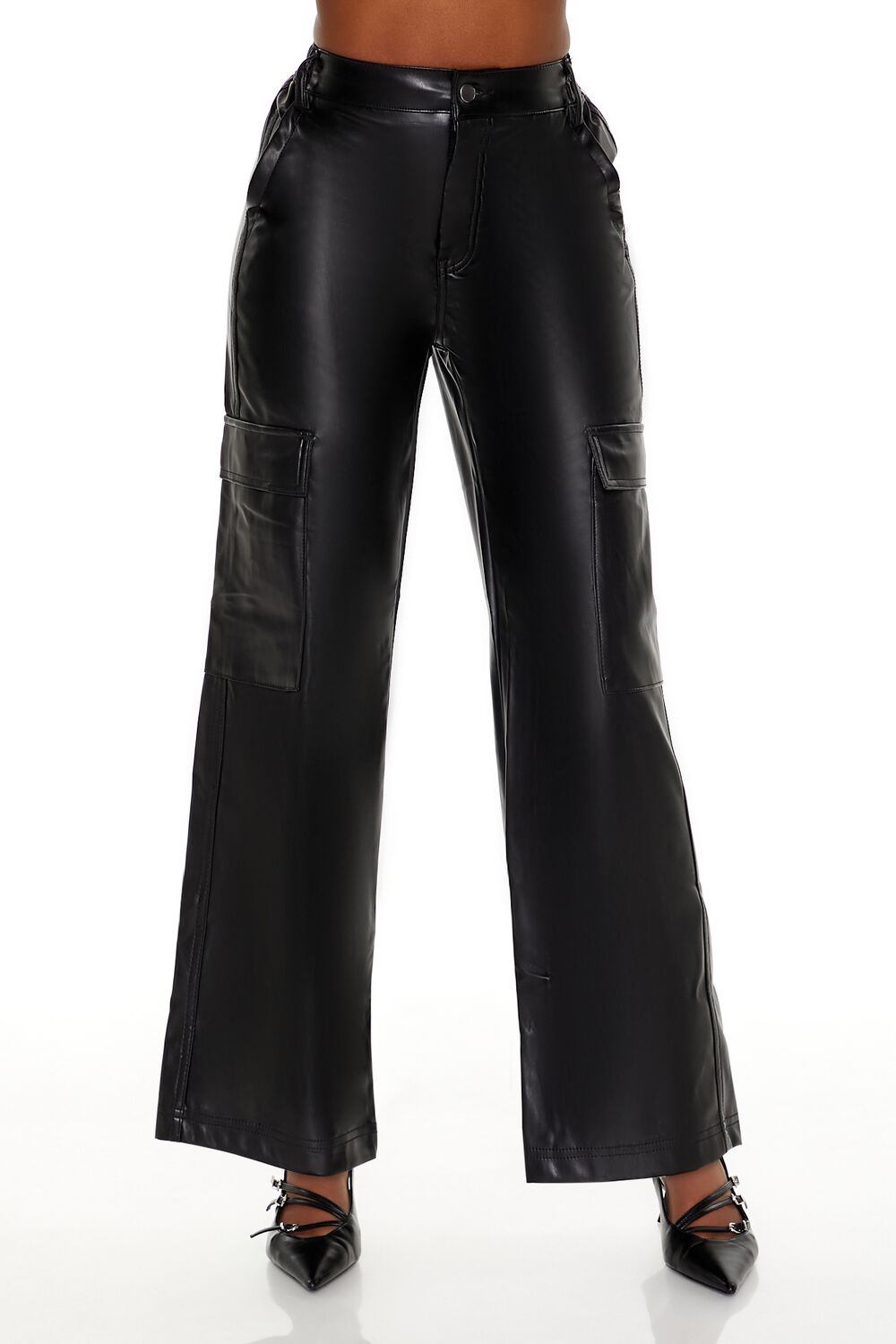 Faux Leather High-Rise Cargo Pants - Image 2