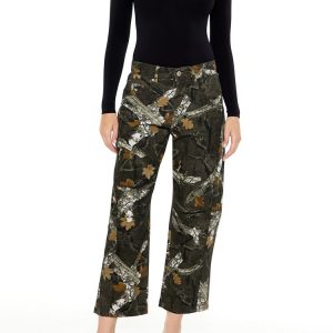 Leaf Camo Print Twill Pants