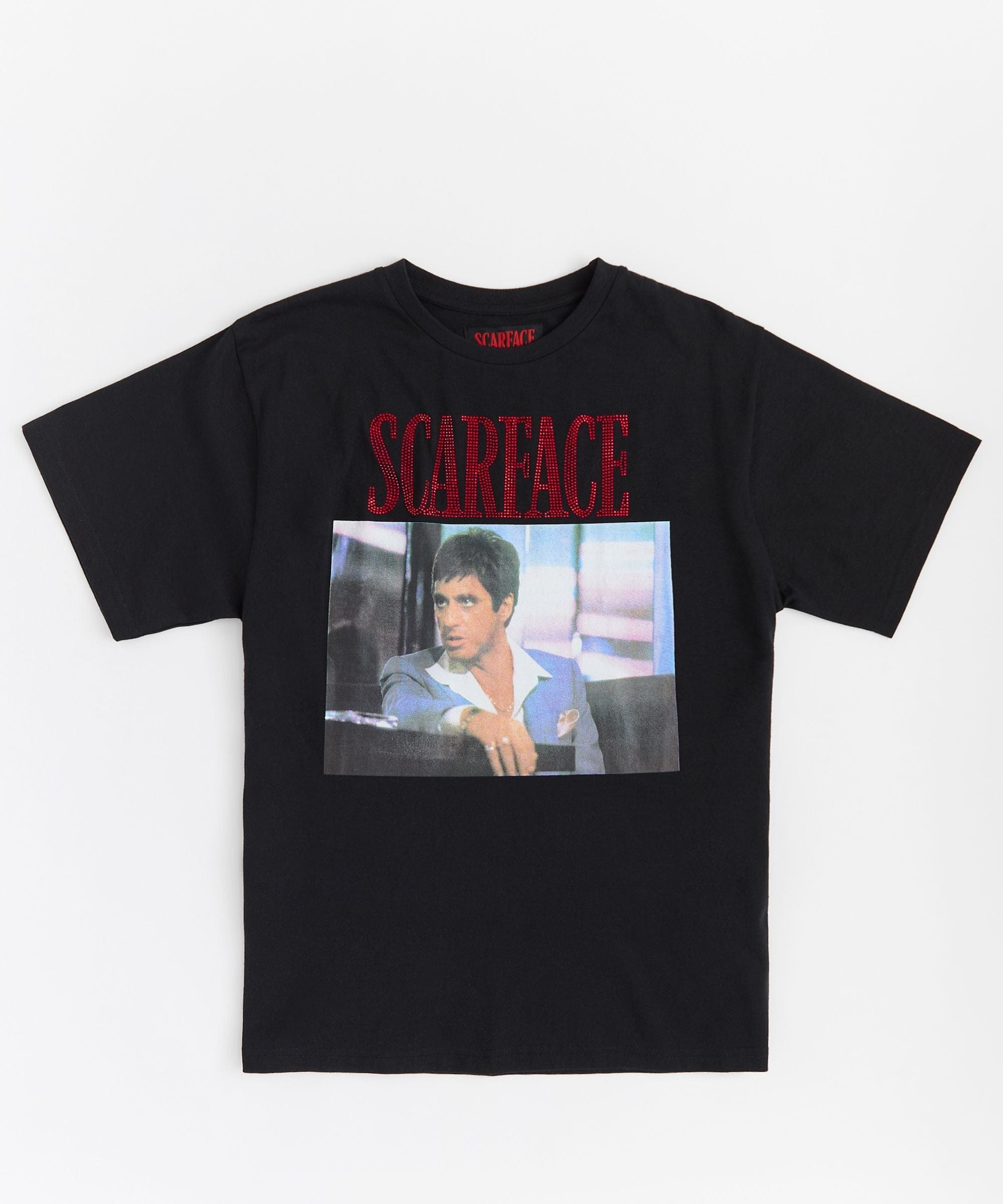 Scarface Rhinestone Short Sleeve Tee - Black
