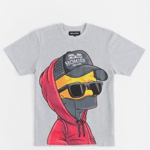 Bart Homies Embroidered Short Sleeve Tee - Grey