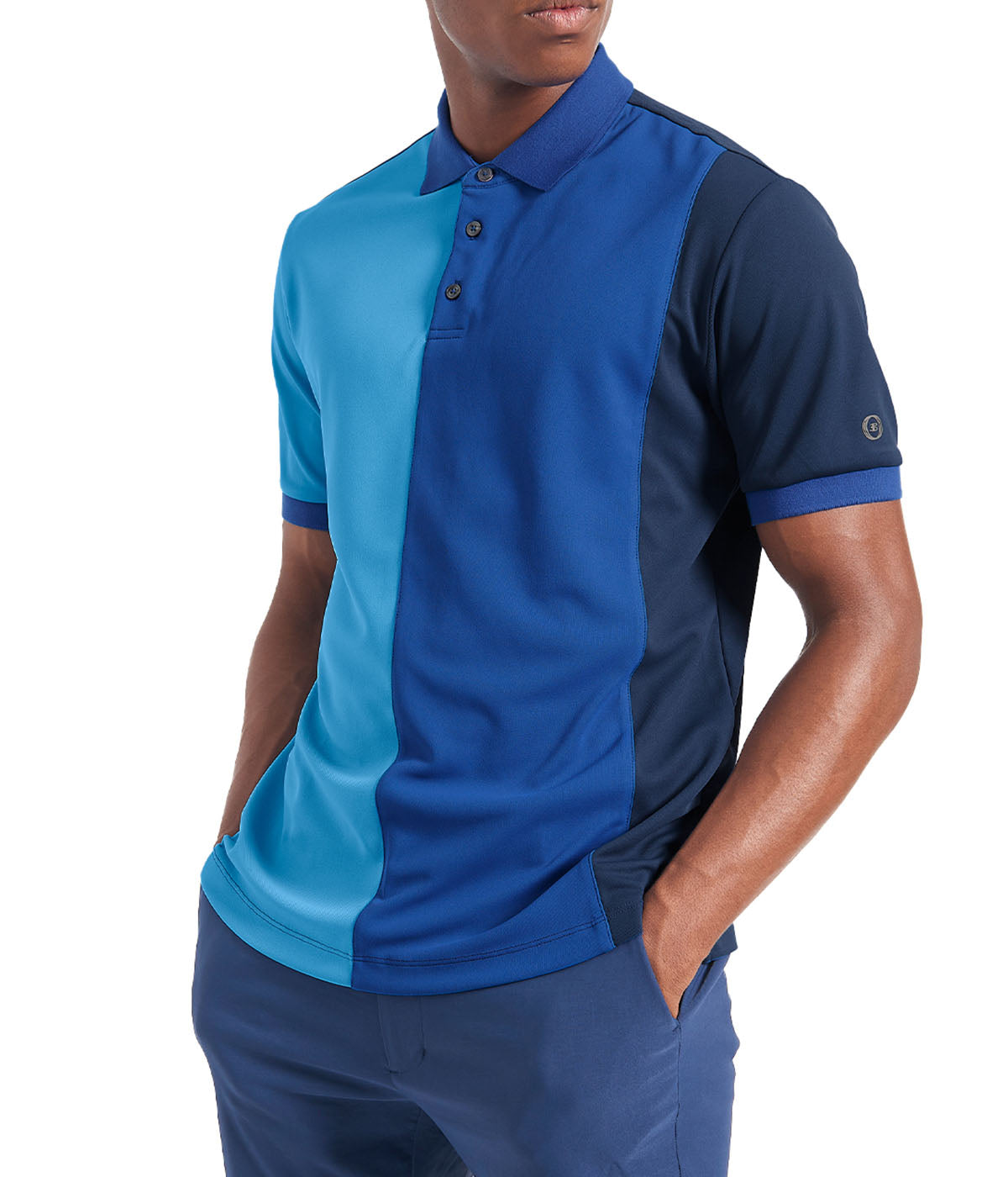 Pique Color Short Sleeve Blocked Polo