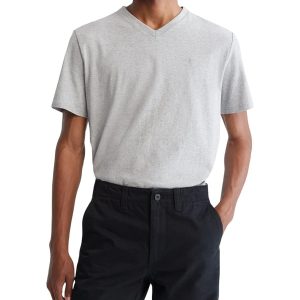 Short Sleeves Smooth Solid V-Neck Tee