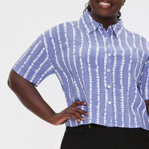 Plus Size Abstract Striped Shirt