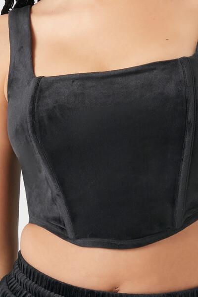 Velour Corset Crop Top - Image 10