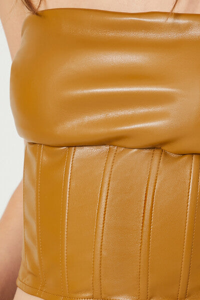 Faux Leather Cropped Tube Top - Image 10
