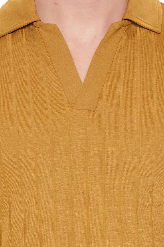Ribbed Open V-Neck Polo Shirt - Image 16